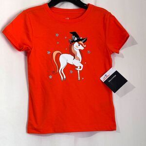 Way to Celebrate Girls Halloween Unicorn Shirt XS 4/5 Witch Hat NWT